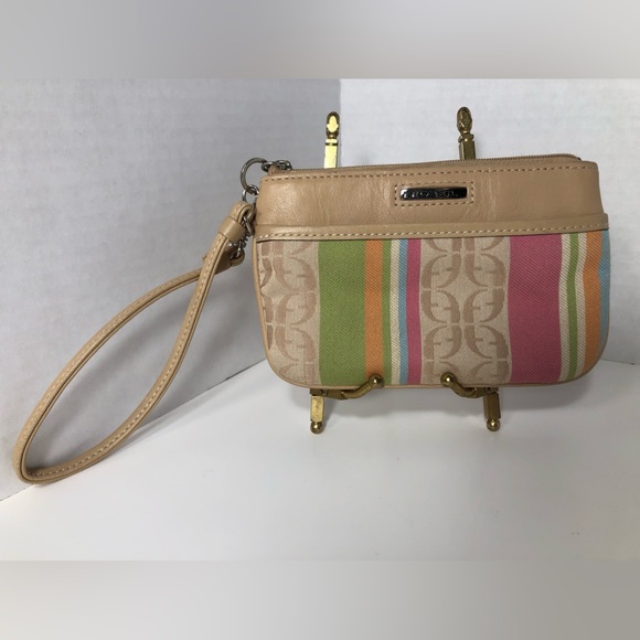 Fossil Wristlet Tan and Multi Pastel Colors Like New - Picture 1 of 10